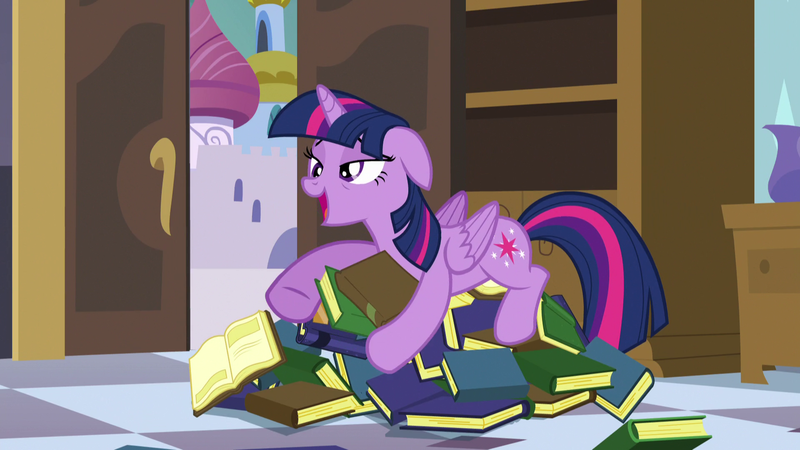 Size: 1920x1080 | Tagged: safe, derpibooru import, screencap, twilight sparkle, twilight sparkle (alicorn), alicorn, pony, princess spike (episode), season 5, book, bookhorse, faic, female, image, majestic as fuck, mare, open mouth, png, purple smart, sleepy, solo, that pony sure does love books