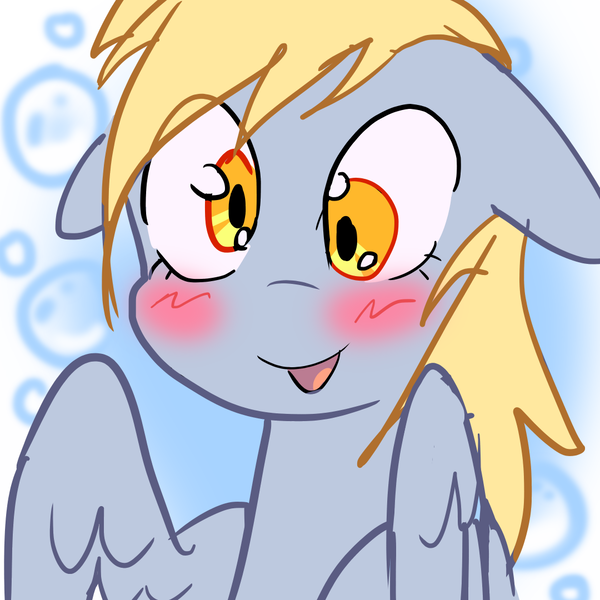 Size: 1080x1080 | Tagged: safe, artist:melonmilk, derpibooru import, derpy hooves, pegasus, pony, abstract background, blushing, bubble, bust, cute, derpibooru exclusive, doodle, happy, image, png, portrait, solo