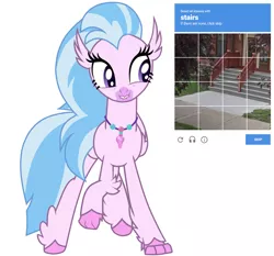 Size: 1100x1024 | Tagged: safe, derpibooru import, edit, silverstream, hippogriff, the hearth's warming club, captcha, image, png, simple background, solo, stairs, vector, white background