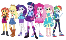 Size: 640x391 | Tagged: safe, artist:princeshiningarmormlp, derpibooru import, applejack, fluttershy, pinkie pie, rainbow dash, rarity, sci-twi, sunset shimmer, twilight sparkle, twilight sparkle (alicorn), alicorn, human, equestria girls, equestria girls series, clothes, converse, geode of empathy, geode of shielding, geode of sugar bombs, geode of super speed, geode of super strength, humane five, humane seven, humane six, image, jacket, magical geodes, pantyhose, png, rarity peplum dress, shoes, simple background, transparent background, vector