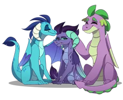 Size: 1280x1047 | Tagged: safe, artist:primrosepaper, derpibooru import, princess ember, spike, oc, oc:athena, dragon, dragon lord ember, family, father and child, father and daughter, female, image, male, mother and child, mother and daughter, next generation, offspring, older, older ember, older spike, parent:princess ember, parents:emberspike, parents gonna parent, parent:spike, png, simple background, transparent background, winged spike