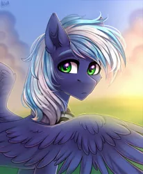 Size: 1690x2048 | Tagged: safe, artist:hakaina, derpibooru import, oc, oc:moonlight drop, unofficial characters only, pegasus, headphones, image, jpeg, looking at you, spread wings, wings