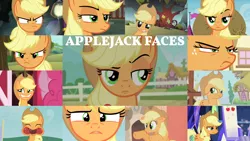 Size: 1280x721 | Tagged: safe, derpibooru import, edit, edited screencap, editor:quoterific, screencap, applejack, pinkie pie, earth pony, pony, apple family reunion, applebuck season, dragon dropped, dragonshy, grannies gone wild, leap of faith, look before you sleep, made in manehattan, no second prances, party of one, the last laugh, three's a crowd, trade ya, angry, apple, applejack is not amused, applejack's hat, cowboy hat, cute, derp, derp face, duo, duo female, eyes closed, faic, female, floppy ears, food, golden oaks library, grin, hat, image, jackabetes, library, open mouth, png, smiling, solo, sweet apple acres, throne, tree, twilight's castle, unamused, wavy mouth