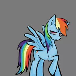 Size: 1080x1080 | Tagged: safe, artist:菜c, derpibooru import, pegasus, pony, fanfic:rainbow factory, fanfic art, gray background, image, lidded eyes, png, raised hoof, simple background, spread wings, wings