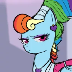 Size: 1080x1080 | Tagged: safe, artist:菜c, derpibooru import, pegasus, pony, annoyed, ear piercing, earring, eyeshadow, image, jewelry, makeup, necklace, piercing, png, rainbow dash always dresses in style, solo