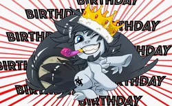 Size: 900x559 | Tagged: safe, artist:thegamercolt, derpibooru import, oc, oc:thegamercolt, earth pony, big tail, birthday, crown, fluffy, image, jewelry, jpeg, regalia, solo