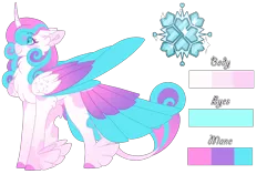 Size: 1800x1128 | Tagged: safe, artist:nobleclay, derpibooru import, princess flurry heart, pony, colored wings, feathered fetlocks, image, multicolored wings, older, png, reference sheet, solo, tail feathers, wings