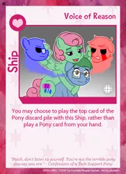 Size: 788x1088 | Tagged: safe, artist:phallen1, derpibooru import, oc, oc:software patch, oc:windcatcher, unofficial characters only, earth pony, pegasus, twilight sparkle's secret shipfic folder, atg 2021, card, from behind, hug, image, inner conflict, newbie artist training grounds, png, split personality, windpatch