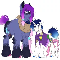 Size: 3000x3000 | Tagged: safe, artist:gingygin, derpibooru import, princess celestia, princess luna, oc, oc:starry stitch, oc:tidal gallant, pegasus, pony, unicorn, baby, baby pony, cewestia, family, female, filly, image, large female, male, mare, pink-mane celestia, png, previous generation, race swap, scar, simple background, size difference, smaller male, stallion, unshorn fetlocks, white background, woona, younger
