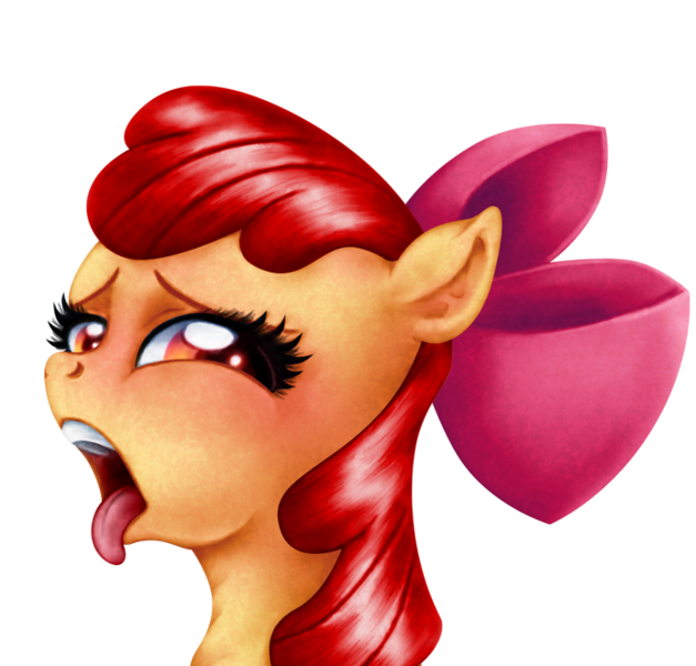 Size: 690x660 | Tagged: suggestive, artist:jaxonian, derpibooru import, apple bloom, pony, blushing, bust, emoji, female, filly, image, open mouth, png, portrait, solo, tongue out