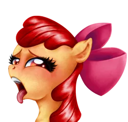 Size: 690x660 | Tagged: suggestive, artist:jaxonian, derpibooru import, apple bloom, pony, blushing, bust, emoji, female, filly, image, open mouth, png, portrait, solo, tongue out