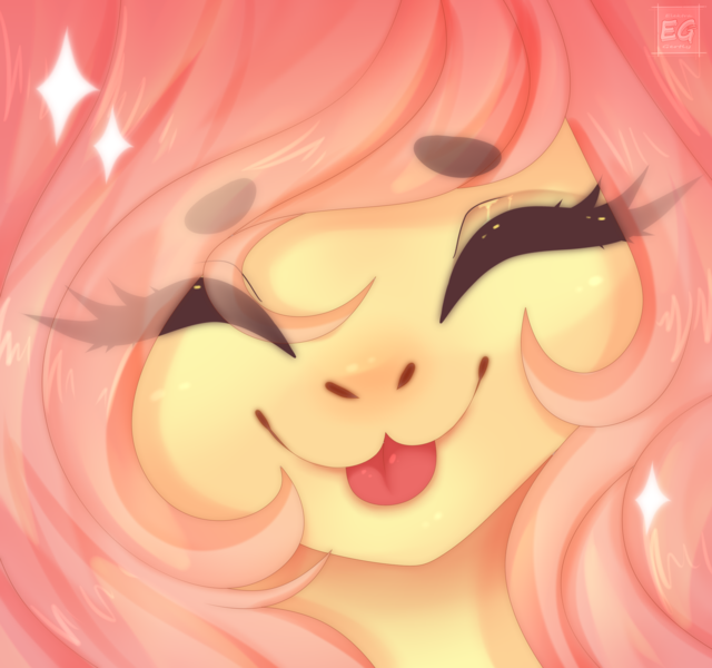 Size: 2304x2160 | Tagged: safe, artist:elektra-gertly, derpibooru import, fluttershy, cute, eyes closed, image, png, shyabetes, sparkles, tongue out