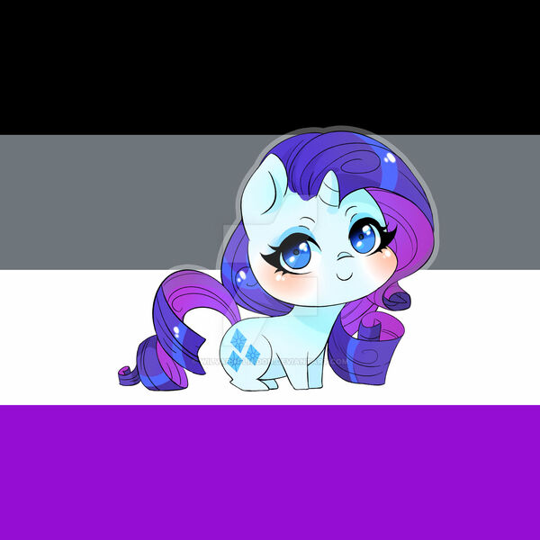 Size: 1920x1920 | Tagged: safe, artist:wilvarin-liadon, derpibooru import, rarity, pony, unicorn, asexual pride flag, asexuality, blushing, chibi, cute, image, jpeg, obtrusive watermark, pride, pride flag, raribetes, watermark