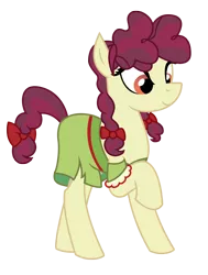 Size: 1864x2464 | Tagged: safe, artist:three uncle, derpibooru import, hilly hooffield, earth pony, pony, the hooffields and mccolts, background pony, bow, clothes, female, hair bow, hooffield family, image, mare, pigtails, png, pose, simple background, solo, vector