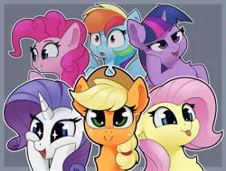 Size: 1884x1432 | Tagged: safe, artist:anti1mozg, derpibooru import, applejack, fluttershy, pinkie pie, rainbow dash, rarity, twilight sparkle, twilight sparkle (alicorn), alicorn, earth pony, pegasus, pony, unicorn, :p, bust, cheek squish, chest fluff, cute, ear fluff, expressions, female, floppy ears, grin, image, jpeg, mane six, mare, open mouth, portrait, smiling, squishy cheeks, starry eyes, tongue out, wingding eyes