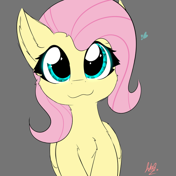 Size: 2362x2362 | Tagged: safe, artist:galacticguardian, artist:jubyskylines, derpibooru import, fluttershy, pegasus, pony, bust, chest fluff, cute, daaaaaaaaaaaw, ear fluff, eyelashes, female, folded wings, full face view, gray background, heart, heart eyes, high res, image, looking at you, mare, png, portrait, shyabetes, simple background, smiling, solo, wingding eyes, wings