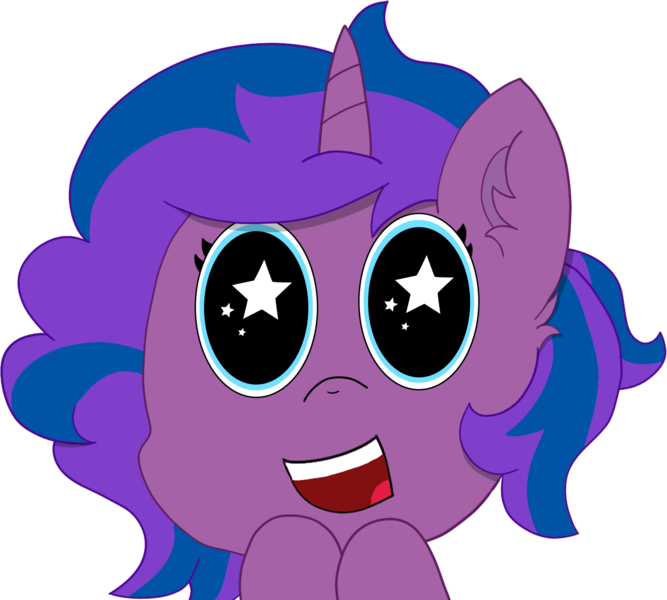 Size: 1484x1334 | Tagged: safe, artist:eminent entropy, derpibooru import, oc, oc:stellar trace, unofficial characters only, pony, unicorn, atg 2021, bust, derpibooru exclusive, emote, emotes, emoticon, excited, image, looking at you, newbie artist training grounds, png, portrait, simple background, smiling, solo, starry eyes, transparent background, wingding eyes