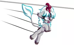 Size: 4645x2835 | Tagged: safe, artist:windykirin, derpibooru import, kirin oc, oc, oc:windshear, unofficial characters only, kirin, female, high res, image, png, scared, screaming, solo, zipline