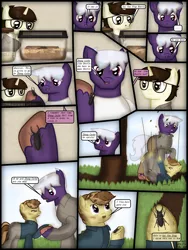 Size: 1750x2333 | Tagged: safe, artist:99999999000, derpibooru import, oc, oc:cwe, oc:firearm king, oc:zhang cathy, unofficial characters only, beetle, insect, pony, unicorn, comic:visit, clothes, comic, container, image, male, png, stag beetle, tree