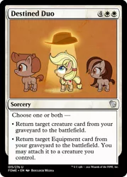 Size: 375x523 | Tagged: safe, derpibooru import, edit, applejack, pony, my little pony: pony life, spoiler:pony life s02e10, applejack's hat, background pony, ccg, cowboy hat, hat, image, magic the gathering, png, spotlight, the great cowgirl hat robbery, trading card, trading card edit