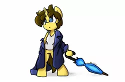 Size: 1377x907 | Tagged: safe, artist:spheedc, derpibooru import, oc, oc:dream chaser, unofficial characters only, pony, semi-anthro, unicorn, bipedal, clothes, colt, digital art, image, jpeg, male, oversized clothes, simple background, umbrella, white background