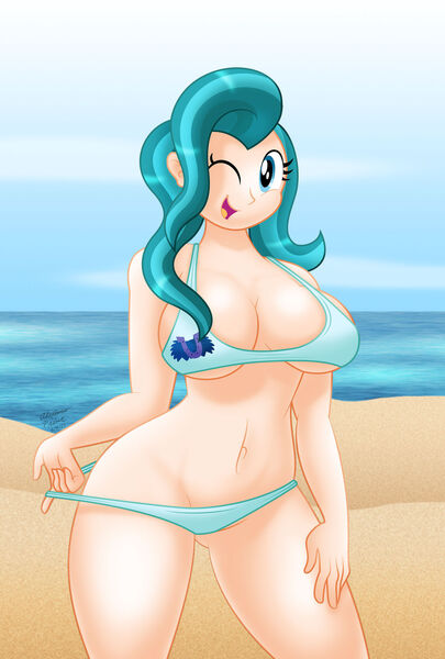 Size: 1280x1894 | Tagged: suggestive, artist:aleximusprime, derpibooru import, part of a set, human, belly button, breasts, busty lighthoof, clothes, humanized, image, jpeg, one eye closed, open mouth, stupid sexy lighthoof, swimsuit