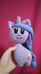 Size: 2304x4096 | Tagged: safe, artist:casquitos kawaii, derpibooru import, starlight glimmer, pony, unicorn, amigurumi, crochet, female, high res, image, irl, jpeg, looking at you, mare, photo, plushie, smiling, smiling at you, solo