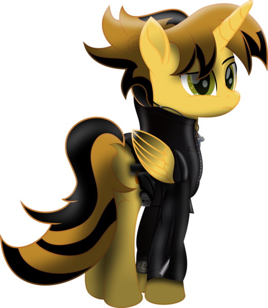 Size: 7235x8336 | Tagged: safe, artist:lincolnbrewsterfan, derpibooru import, oc, oc:killer epic, ponified, unofficial characters only, alicorn, pony, fallout equestria, rainbow roadtrip, .svg available, 3/4 view, absurd resolution, adorable distress, alicorn oc, belt, black, butt, clothes, colored wings, confused, cross necklace, cute, derpibooru exclusive, dock, dock fluff, epibetes, folded wings, gradient wings, gun, handgun, horn, image, inkscape, jacket, jewelry, killer eplot, leather jacket, lidded eyes, lincoln brewster, looking at you, looking back, looking back at you, male, movie accurate, necklace, pipbuck, pistol, plot, png, raised eyebrow, rear view, revolver, security belt, simple background, stallion, stallion oc, strap, transparent background, two toned mane, two toned tail, utility belt, vector, weapon, wings, zipper