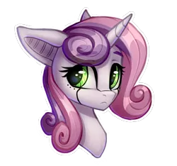 Size: 1956x1830 | Tagged: safe, artist:setharu, derpibooru import, sweetie belle, pony, robot, unicorn, bust, female, glowing eyes, image, mare, older, older sweetie belle, png, portrait, solo, sweetie bot