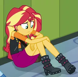 Size: 675x670 | Tagged: safe, derpibooru import, screencap, sunset shimmer, trixie, equestria girls, equestria girls series, forgotten friendship, cropped, image, png