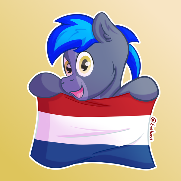 Size: 1800x1800 | Tagged: safe, artist:exobass, derpibooru import, oc, oc:proffy floyd, unofficial characters only, dutch, flag, image, netherlands, png, smiling