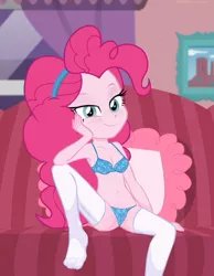 Size: 758x975 | Tagged: suggestive, derpibooru import, edit, edited screencap, screencap, pinkie pie, equestria girls, equestria girls series, adorasexy, bra, breasts, clothes, cute, female, image, looking at you, panties, png, sexy, solo, stupid sexy pinkie, underwear, underwear edit