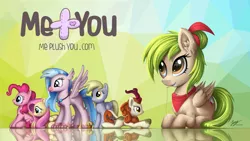 Size: 2500x1407 | Tagged: safe, artist:duskie-06, derpibooru import, autumn blaze, derpy hooves, fluttershy, pinkie pie, silverstream, oc, classical hippogriff, hippogriff, kirin, pegasus, pony, female, image, mare, mouth hold, needle, pegasus oc, plushie, png, wings