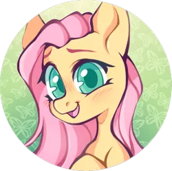 Size: 813x811 | Tagged: safe, artist:occultusion, edit, editor:anonymous, editor:edits of hate, fluttershy, pegasus, pony, bust, circle, icon, image, looking at you, png, simple background, solo, transparent background