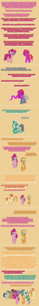 Size: 504x3869 | Tagged: safe, artist:verve, derpibooru import, applejack, bright mac, cloudy quartz, granny pie, igneous rock pie, limestone pie, marble pie, pear butter, pinkie pie, spike, dragon, earth pony, ghost, pony, undead, ask genie twilight, comic, female, image, jade pearl, male, mare, pear butter's ghost, pixel art, png, stallion