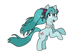 Size: 1226x875 | Tagged: safe, artist:scraggleman, derpibooru import, earth pony, pony, accessories, anime, hatsune miku, image, necktie, pigtails, png, simple background, solo, transparent background, vocaloid