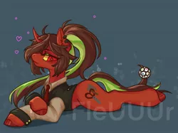 Size: 2732x2048 | Tagged: safe, artist:fleuuur, derpibooru import, oc, unofficial characters only, pony, unicorn, clothes, curved horn, ear fluff, ear piercing, earring, eyebrows, heart, horn, image, jewelry, jpeg, necktie, obtrusive watermark, piercing, solo, suit, unicorn oc, watermark