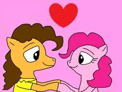 Size: 2000x1500 | Tagged: safe, artist:blazewing, derpibooru import, cheese sandwich, pinkie pie, earth pony, atg 2021, canon couple, cheesepie, colored background, couple, drawpile, duo, female, heart, holding hooves, image, love, loving gaze, male, newbie artist training grounds, png, shipping, straight