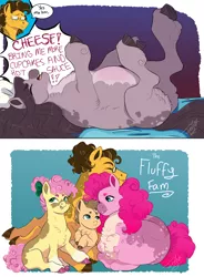Size: 2500x3400 | Tagged: safe, artist:theartfox2468, derpibooru import, cheese sandwich, li'l cheese, pinkie pie, oc, oc:rocky road, earth pony, pony, the last problem, alternate hairstyle, angry, cheesepie, chest fluff, chubby, colt, comic, earth pony oc, eyes closed, female, glasses, grin, high res, image, male, mare, markings, missing cutie mark, mood swing, offspring, open mouth, parent:cheese sandwich, parent:pinkie pie, parents:cheesepie, png, pregnant, redesign, shipping, smiling, stallion, straight, sweat, sweatdrop, trans female, transgender, unshorn fetlocks, yelling