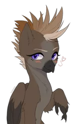 Size: 1470x2181 | Tagged: safe, artist:sannoe, derpibooru import, oc, oc:aeto, unofficial characters only, classical hippogriff, hippogriff, blushing, bust, female, heart eyes, hippogriff oc, image, looking at you, png, portrait, simple background, smiling, smiling at you, solo, transparent background, wingding eyes