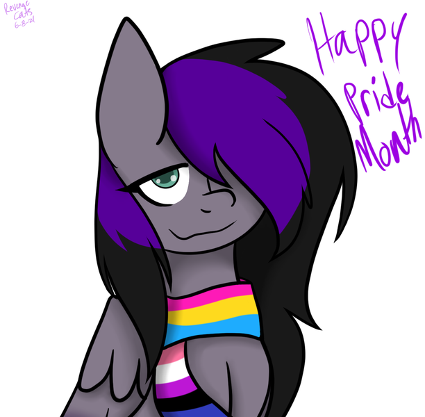 Size: 1374x1348 | Tagged: safe, artist:revenge.cats, derpibooru import, oc, oc:drizzling dasher, pegasus, pony, clothes, emo, genderfluid pride flag, image, pansexual pride flag, png, pride, pride flag, pride month, scarf, smiling, solo