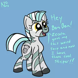 Size: 1999x1999 | Tagged: safe, artist:dafiltafish, derpibooru import, lyra heartstrings, pony, zebra, atg 2021, dialogue, female, image, mare, newbie artist training grounds, png