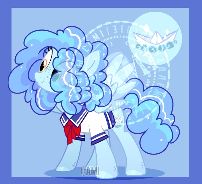 Size: 1280x1168 | Tagged: safe, artist:camikamen, derpibooru import, oc, pegasus, pony, clothes, female, image, jpeg, mare, obtrusive watermark, sailor uniform, solo, uniform, watermark