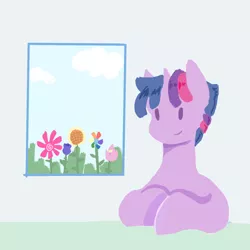 Size: 1600x1600 | Tagged: safe, derpibooru import, twilight sparkle, cloud, dusk shine, flower, image, implied harem, png, rule 63