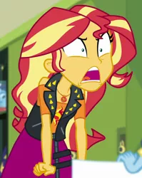 Size: 766x964 | Tagged: safe, derpibooru import, screencap, sunset shimmer, trixie, equestria girls, equestria girls series, forgotten friendship, cropped, image, png