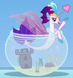 Size: 6539x6969 | Tagged: safe, artist:kmlp, derpibooru import, queen novo, seapony (g4), my little pony: the movie, absurd resolution, derpibooru exclusive, female, fishbowl, heart, image, looking at you, one eye closed, open mouth, png, smiling, solo, vector, wink, winking at you