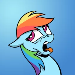 Size: 3000x3000 | Tagged: safe, artist:andypriceart, artist:shadowblazearts, derpibooru import, edit, idw, rainbow dash, pegasus, pony, disgusted, female, gradient background, image, png, solo, tongue out