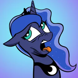 Size: 3000x3000 | Tagged: safe, artist:andypriceart, artist:shadowblazearts, derpibooru import, edit, idw, princess luna, alicorn, pony, disgusted, female, gradient background, image, png, solo, tongue out