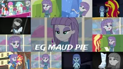 Size: 1280x721 | Tagged: safe, derpibooru import, edit, edited screencap, editor:quoterific, screencap, bon bon, flash sentry, lyra heartstrings, maud pie, sunset shimmer, sweetie drops, equestria girls, equestria girls series, five lines you need to stand in, forgotten friendship, legend of everfree, legend of everfree - bloopers, rainbow rocks, rarity investigates: the case of the bedazzled boot, school of rock, spoiler:eqg series (season 2), camera shot, camp everfree outfits, clothes, female, image, jacket, leather, leather jacket, lockers, open mouth, png, rarity investigates (eqg): applejack