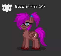 Size: 649x598 | Tagged: safe, alternate version, derpibooru import, oc, oc:bass string, unofficial characters only, pegasus, pony, pony town, glasses, gray background, image, male, png, simple background, solo, unshorn fetlocks